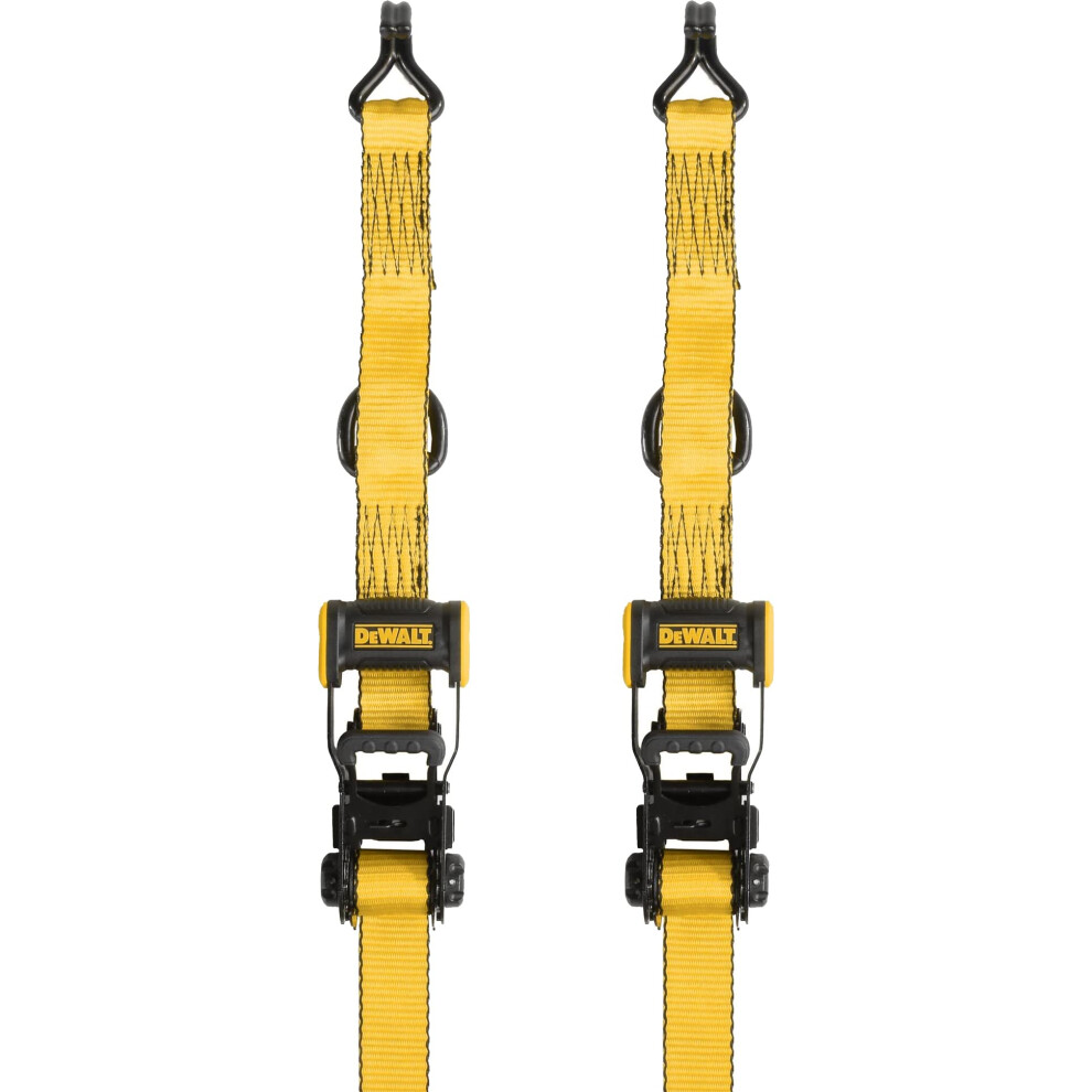 Dewalt Dxbc50002 Black/Yellow 1.5"" X 16' Ratchet Tie Down Straps - Heavy-Duty Cargo Hauling (5000 Lb Break Strength) 2 Pack