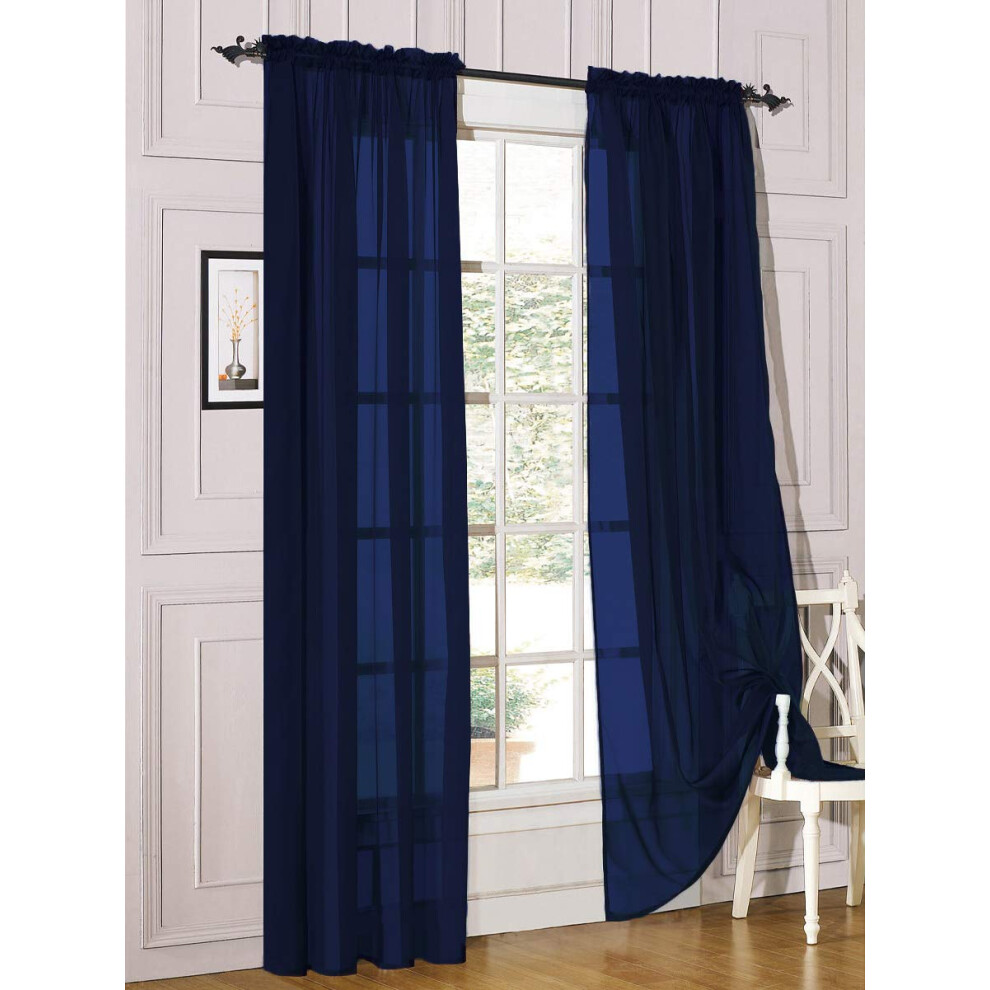 Cortina Decotex De Dos Piezas De Voile Transparente Con Filtro De Luz Y Bolsillo Para Barra, Disponible En Varios Tama Os Y Colores (137 X 274 Cm-image