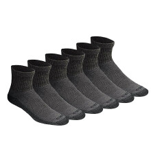 Dickies Men's Dri-Tech Moisture Control Quarter Socks Available in M-XXL (6 12 18 Charcoal (6 Pairs) Large
