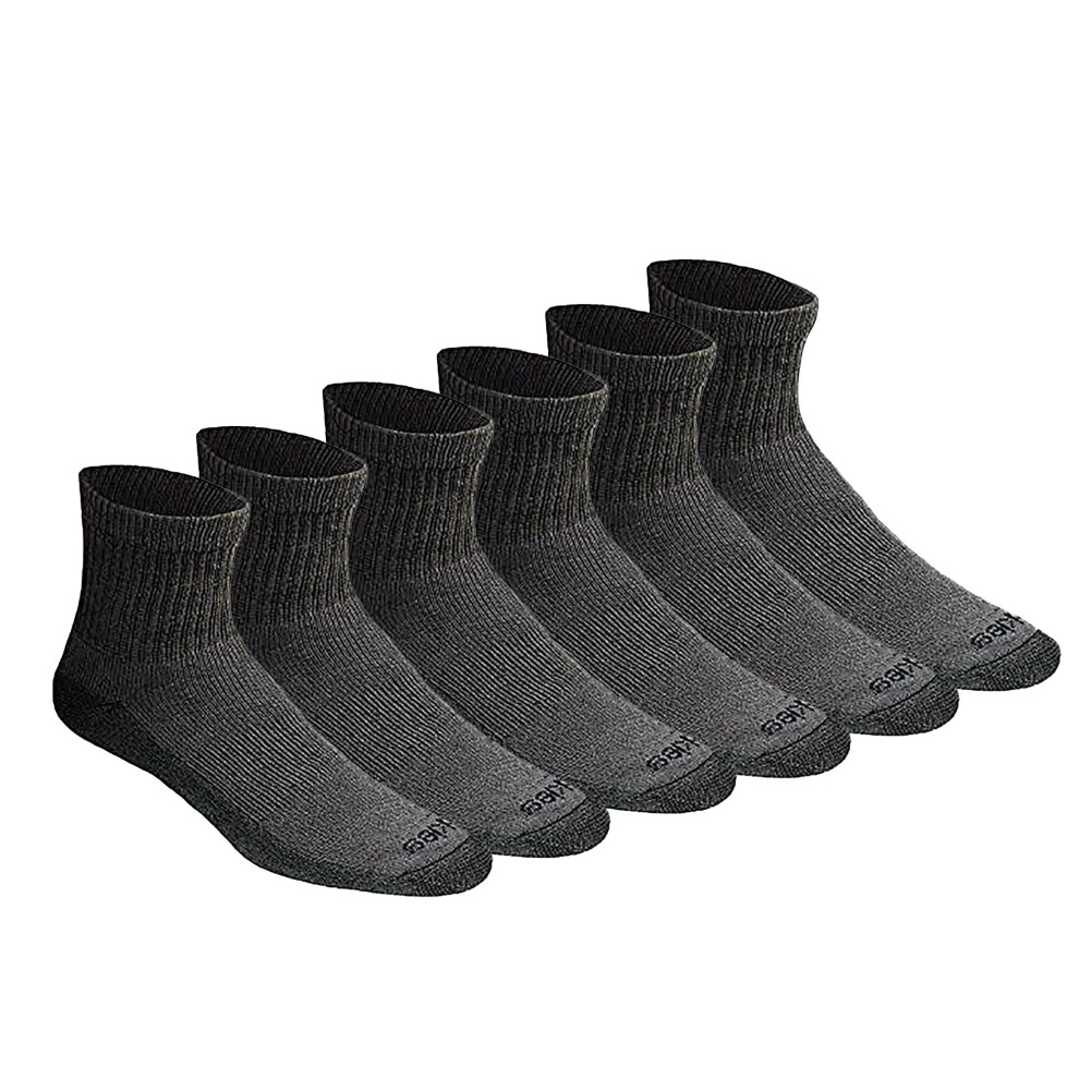 Dickies Men's Dri-Tech Moisture Control Quarter Socks Available In M-Xxl (6 12 18 Charcoal (6 Pairs) Large