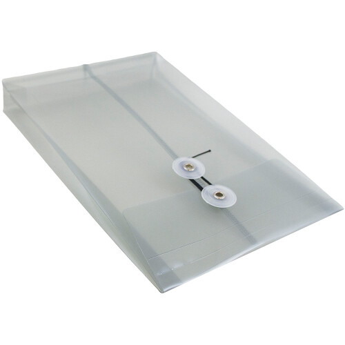JAM PAPER Plastic Envelopes with Button & String Tie Closure - 6 1/4 x 9 1/4 - Smoke Grey - 12/Pack 2