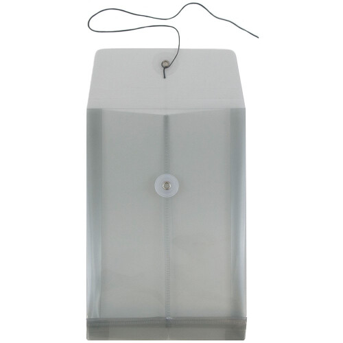 JAM PAPER Plastic Envelopes with Button & String Tie Closure - 6 1/4 x 9 1/4 - Smoke Grey - 12/Pack 1
