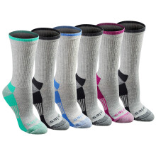 Dickies Women's Dri-Tech Essential Moisture Control Crew Socks Available in S-XL (6 12 Grey Assorted (6 Pairs) Small