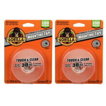 Gorilla Tough & Clear Dubbel Sidig Klistertejp; Extra Stor; 1" x 150"; Klar; (Pack om 2)
