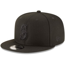 Nueva era MLB 9fifty Black Black Primario Logotipo Equipo Ajustable Snapback Hat Cap One Size Saba todo - Seattle Mariners Black