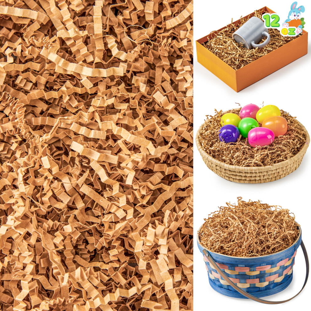 Joyin 12 Oz (340 G) Di Erba Pasquale, Carta Riciclabile Marrone Puro, Erba Triturata In Rafia, Taglio Ondulato, Per Riempire Cestini Per La Cacci-image
