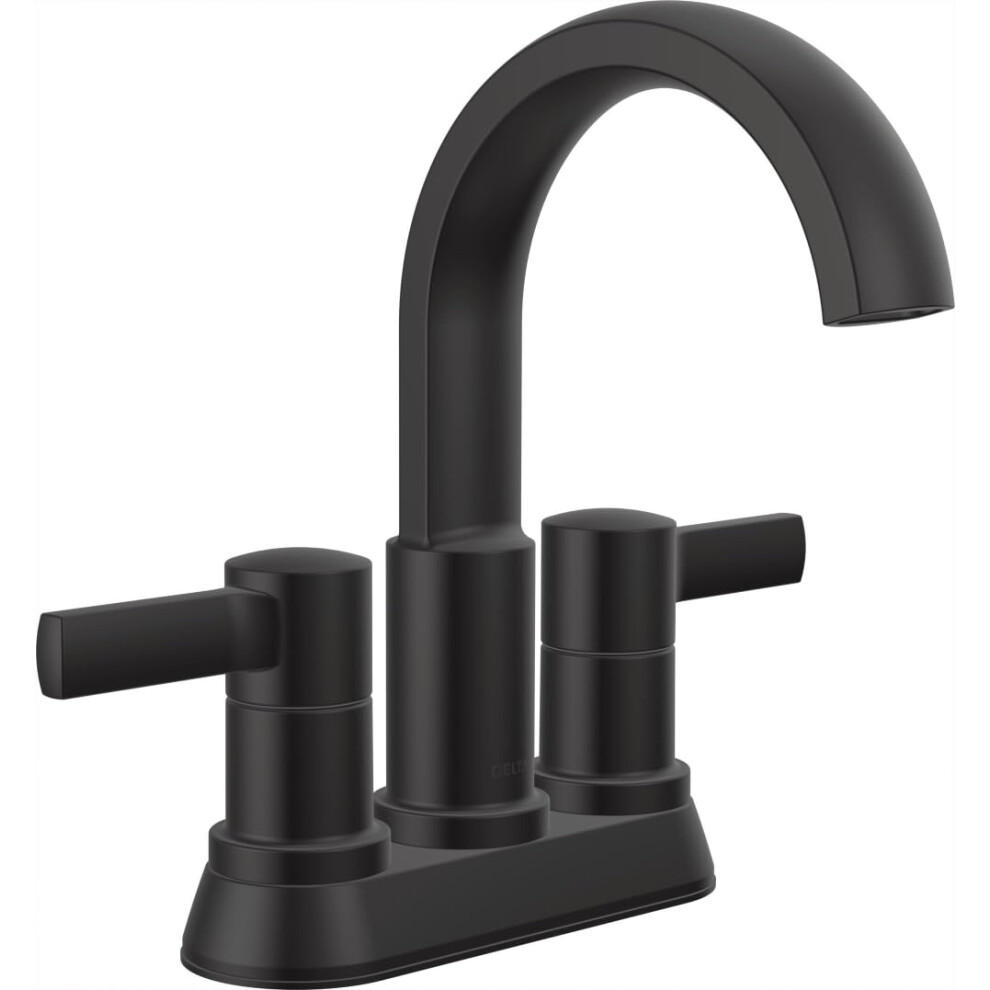 Photos - Tap Delta Faucet Albion Centerset Bathroom Faucet Matte Black 2-Handle Bathroom Faucet  Bathroom Sink Faucet Metal Push-Pop 