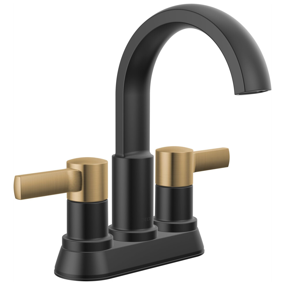 Photos - Tap Delta Faucet Albion Centerset Bathroom Faucet Black/Gold 2-Handle Bathroom Faucet  Bathroom Sink Faucet Metal Push-Pop 