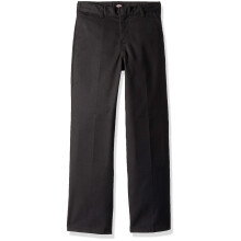 Pantalones Dickies de cintura flexible y frontal plano para ni o, color negro, talla 18 Husky