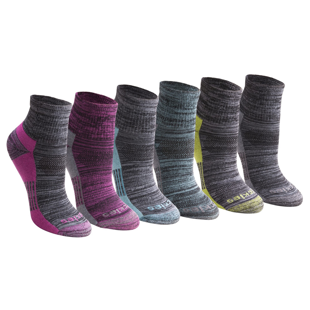 Dickies Women's Dri-Tech Moisture Wicking Quarter Socks  Available in M-L (6  12  Black Fashion Assorted (6 Pairs)  Medium