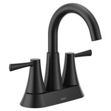 Moen Ronan Matte Black Two-Handle 4"""" Centerset Modern Bathroom Faucet with Push-Down Drain 84022BL