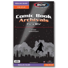 BCW zilver/reguliere komische Mylar Archivals - 4 MIL | Archiefpolyester Mylar-striptassen voor Silver Age en reguliere strips | 25 stuks | 4 mil dik