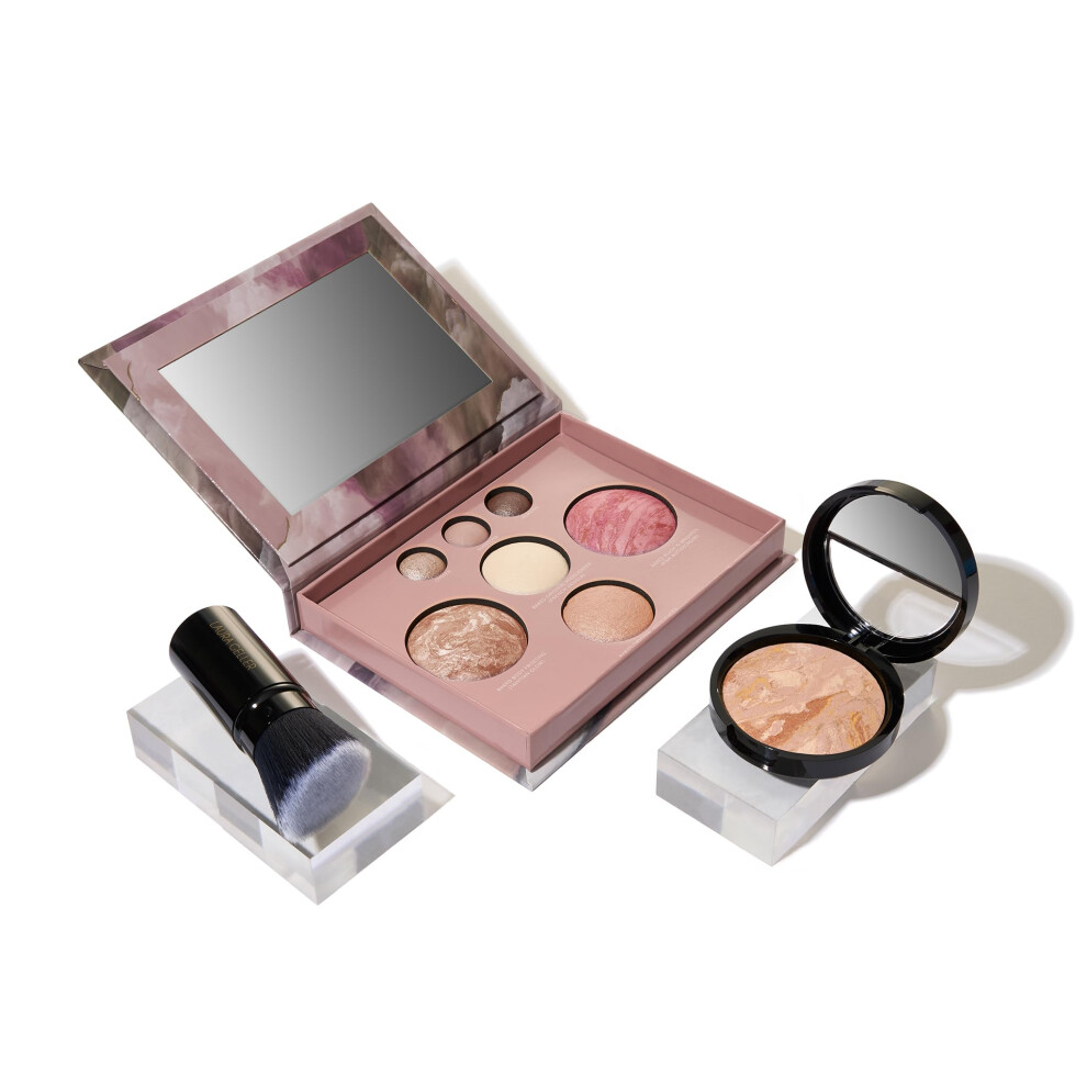 LAURA GELLER NEW YORK Baked Starter Kit: Fair  Best of the Best Full Face Palette + Baked Balance-n-Brighten Powder Foundation + Retractable Angled Ka