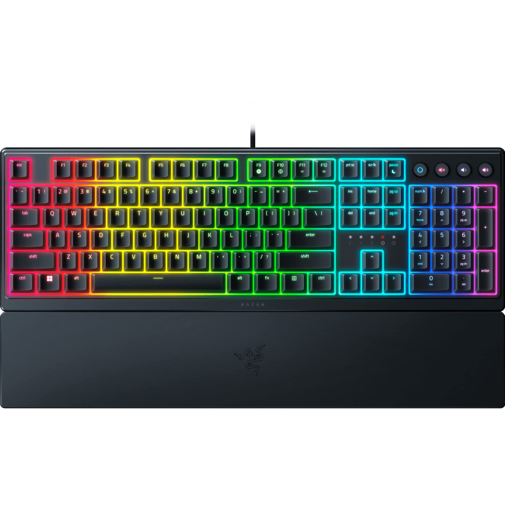 Razer Ornata V3 Gaming Keyboard: Low-Profile Keys - Mecha-Membrane Switches - UV-Coated Keycaps - Backlit Media Keys - 10-Zone RGB Lighting - Spill-Re