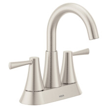 Moen Ronan Spot Resist Brushed Nickel Two-Handle 4"""" Centerset Modern Bathroom Faucet with Push-Down Drain 84022SRN
