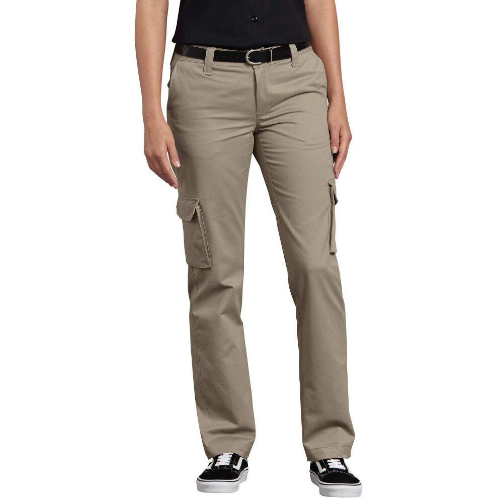 Dickies Womens Relaxed Fit Stretch Cargo Straight Leg Work Utility Pants  Desert Sand  8 US