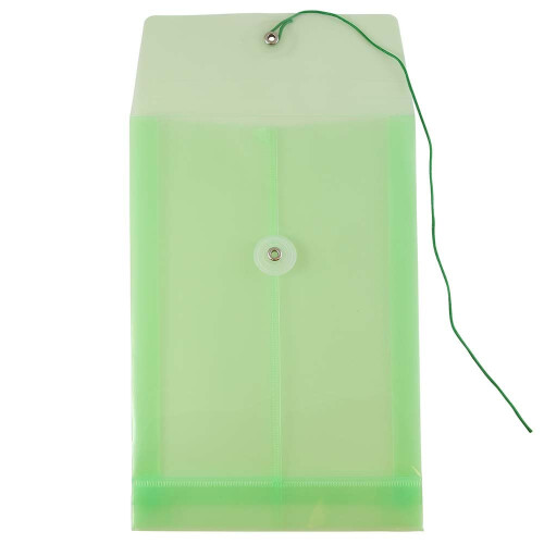 JAM PAPER Plastic Envelopes with Button & String Tie Closure - 6 1/4 x 9 1/4 - Green - 12/Pack 1