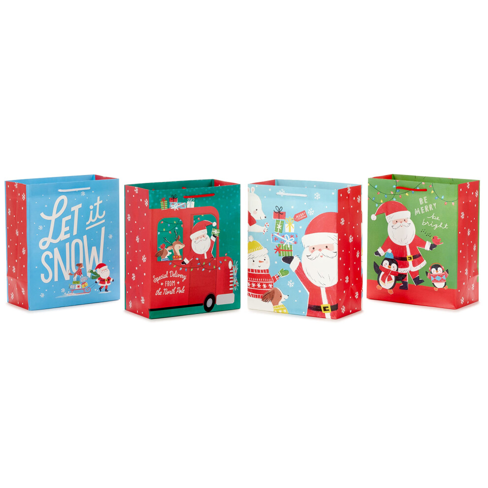 Sacs Cadeaux De NoëL Hallmark De Taille Moyenne 9 Pouces Pour Enfants (Let It Snow, Camion De Livraison Du PèRe NoëL, Pingouins Dansants, Chiens,-image