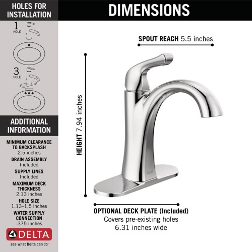 DELTA 15840LF Arvo Bathroom Faucet Chrome 2