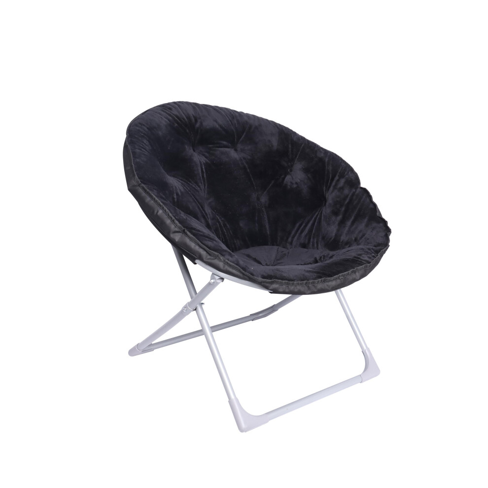 Amazon Basics Faux Fur Saucer Shaped Chair with Metal Frame Black 27.2""D x 32.3""W x 32.3""H