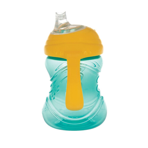 Nuby Nuby Clik-It Soft Spout No-Spill Training Sippy Cup with Handles - (2-Pack) 10 oz - 4+ Months - Aqua/Red/Orange 2