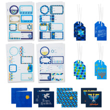 Etiquetas de Regalo Hanukkah Hallmark con Cinta, Sellos y Mini Tarjetas (Estrella de David, Menorah, Dreidel)