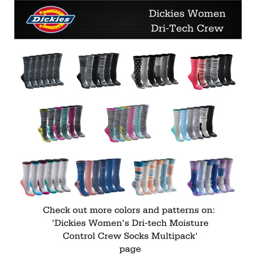 Dickies Dickies Women's Dri-Tech Essential Moisture Control Crew Socks  Available in S-XL (6  Black Solid (12 Pairs)  Medium 2