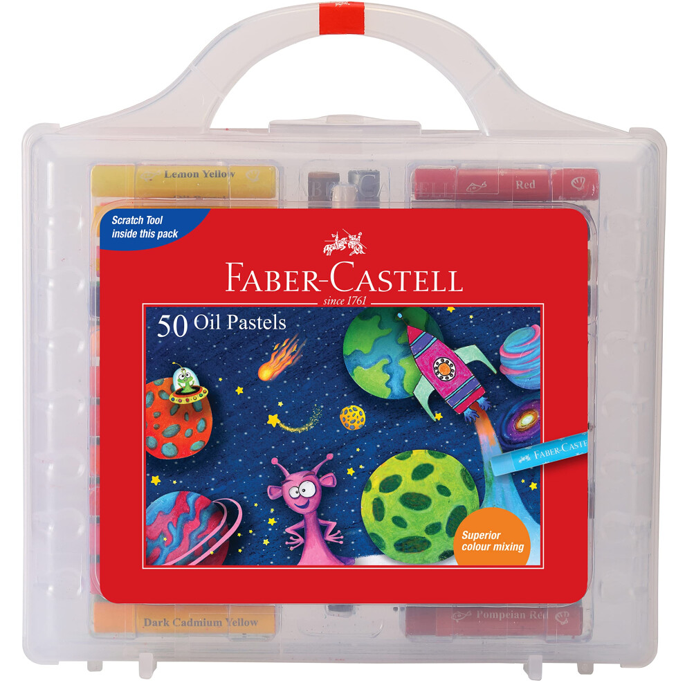 Faber-Castell Oil Pastels Set Of 50 Easy To Pack And Carry Colour Tool Box (Plastic Box Packing)|Multicolor