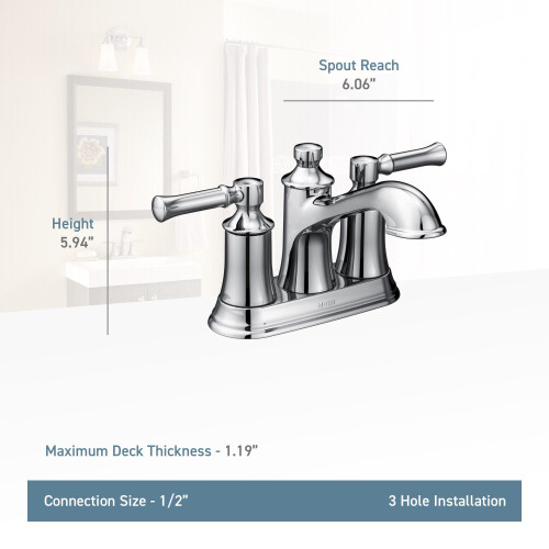 Moen 6802 Dartmoor Two-Handle Low arc Bathroom Faucet Chrome 2