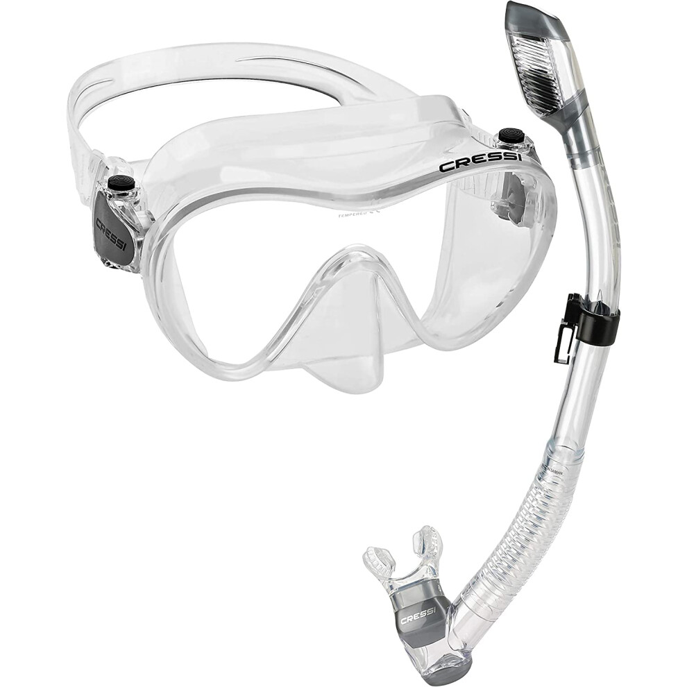 Cressi Italian Boutique Collection - Tempered Glass Lens Frameless Scuba Snorkeling Dive Mask, Clear-image