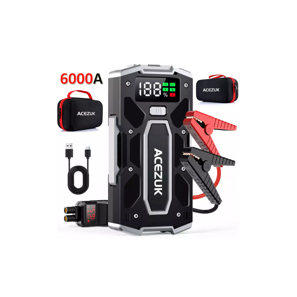 6000A Car Jump Starter Pack Booster USB LED Power Bank Battery + Carry Case