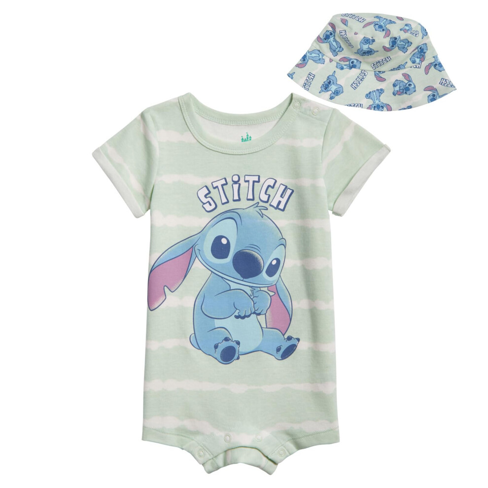 Disney Lilo & Stitch Infant Baby Boys Romper and Hat Tie Dye Multicolor 24 Months