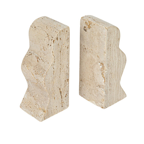 Creative Co-Op Decorative Travertine Wave Bookends  Natural  Set of 2