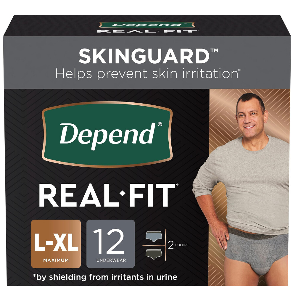 Depend Real Fit Incontinence Underwear For Men With Maximum Absorbency Large/X-Large 12 Count