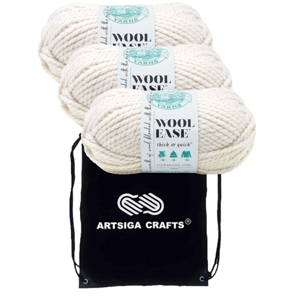 Lion Brand Wool Ease Thick & Quick Starlight - Metallic 640-308 (3-Skeins - Same Dye Lot) #6 S Bulky Acrylic-Wool Yarn for Crocheting and Knitting wit