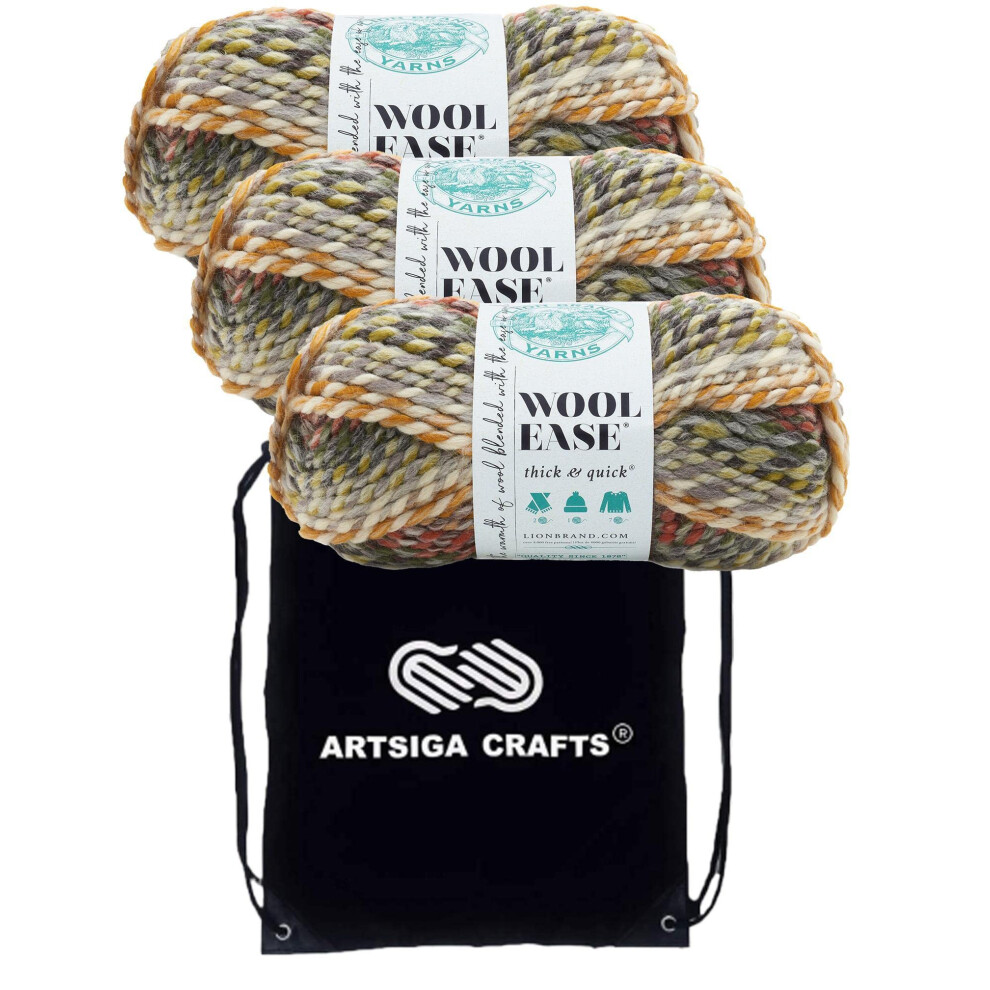 Lion Brand Wool Ease Thick & Quick Coney Island 640-612 (3-Skeins - Same Dye Lot) #6 S Bulky Acrylic-Wool Yarn for Crocheting and Knitting with Knitti