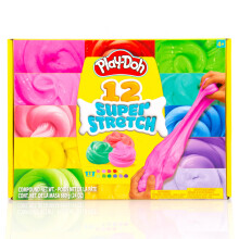 Play-Doh Super Stretch, lot de 12, kit varié Play-Doh, cadeaux pour enfants, jouets populaires, cadeaux de fête pour les 8-12 ans, paquets de pât