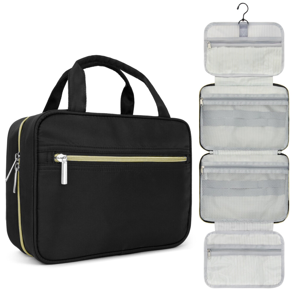 PAVILIA Hanging Toiletry Bag Travel Bag Women Men Foldable Cosmetic Organizer Roll up Makeup Bag Water Resistant Accessories Toiletries Large Trav