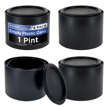Master Elite 1 pinta, secchio di vernice in plastica vuoto, confezione da 4, coperchio ermetico a tripla chiusura, 16 fl. oz., contenitore per la