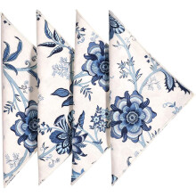 Decorative Things Cloth Napkins Set of 12 Cotton Table Linen Napkins Dinner 18"""" Backyard Beach Wedding Table D?cor Pool Party Blue  Off White US
