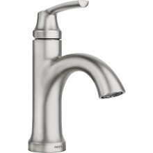 Moen Wellton Single-Handle Spot Resist Brushed Nickel Bathroom Faucet One Hole Bathroom Sink Faucet with Optional Deck Plate and Drain Assembly 849