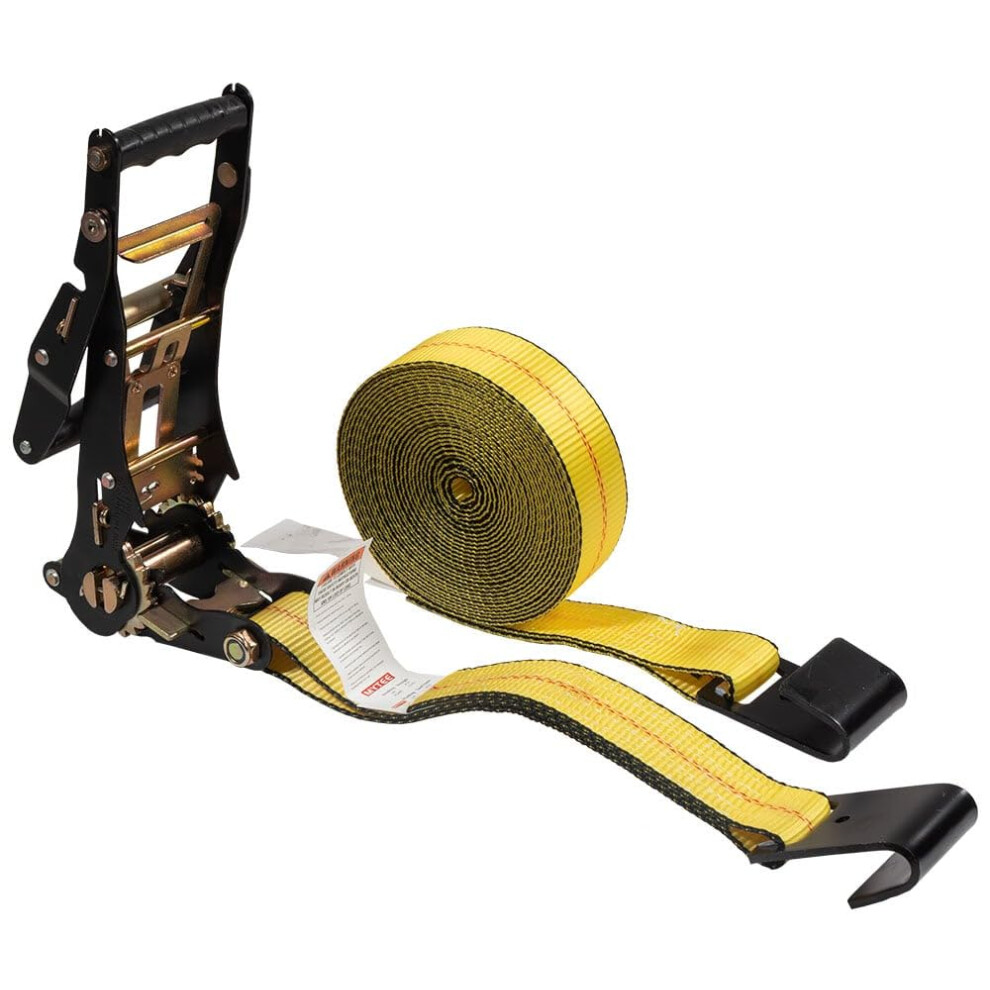 Mytee Products 2"" X30' Ratchet Tie-Down Straps With Flat Hooks - 10 000 Lbs Breaking Strength - Tie Down Large Handle And Ratchet Straps For Flatbed 840223655874