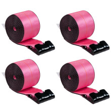Mytee Products 4-pack 4"""" x30' roze lierriemen met platte haken - 5400 lbs WLL - zware spanbanden 4 inch vrachtcontrole voor dieplader