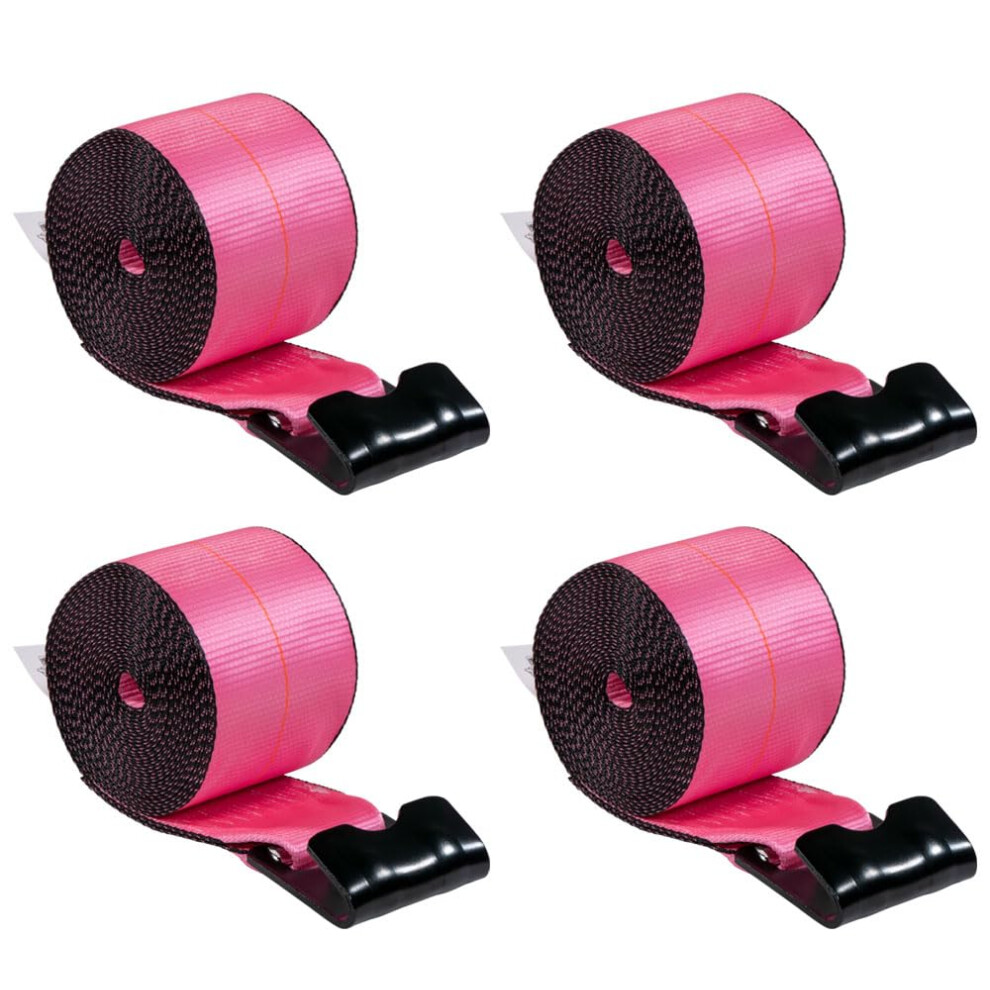 Mytee Products 4 Pack 4"" X30' Pink Winch Straps With Flat Hooks - 5400 Lbs Wll - Heavy Duty Tie Down Straps 4 Inch Cargo Control For Flatbed Truck Ut 840223631564