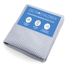Delta Children Breathable Crib Mattress Pad Cover - 100% Breathable Mattress Pad Cover for Cribs - Elastic Edges for Secure, Universal Fit - Machine W