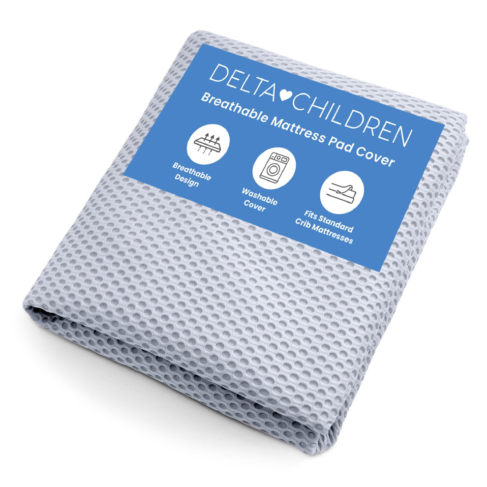 Delta Children Breathable Crib Mattress Pad Cover - 100% Breathable Mattress Pad Cover For Cribs - Elastic Edges For Secure, Universal Fit - Machine W