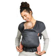 Infantino Hug & Cuddle Adjustable Hybrid Wrap - Black Soft and Simple Pressure Relief Ergonomic Wrap Carrier with Quilted Privacy Cover and Built-in S