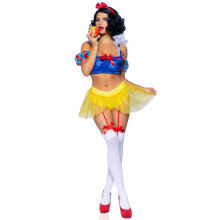 3 PC Bad Apple Snow White inkluderer skimmer halter bandeau med organza puffærmer og ruffle krave strømpebukser med skimmer ren nederdel og match