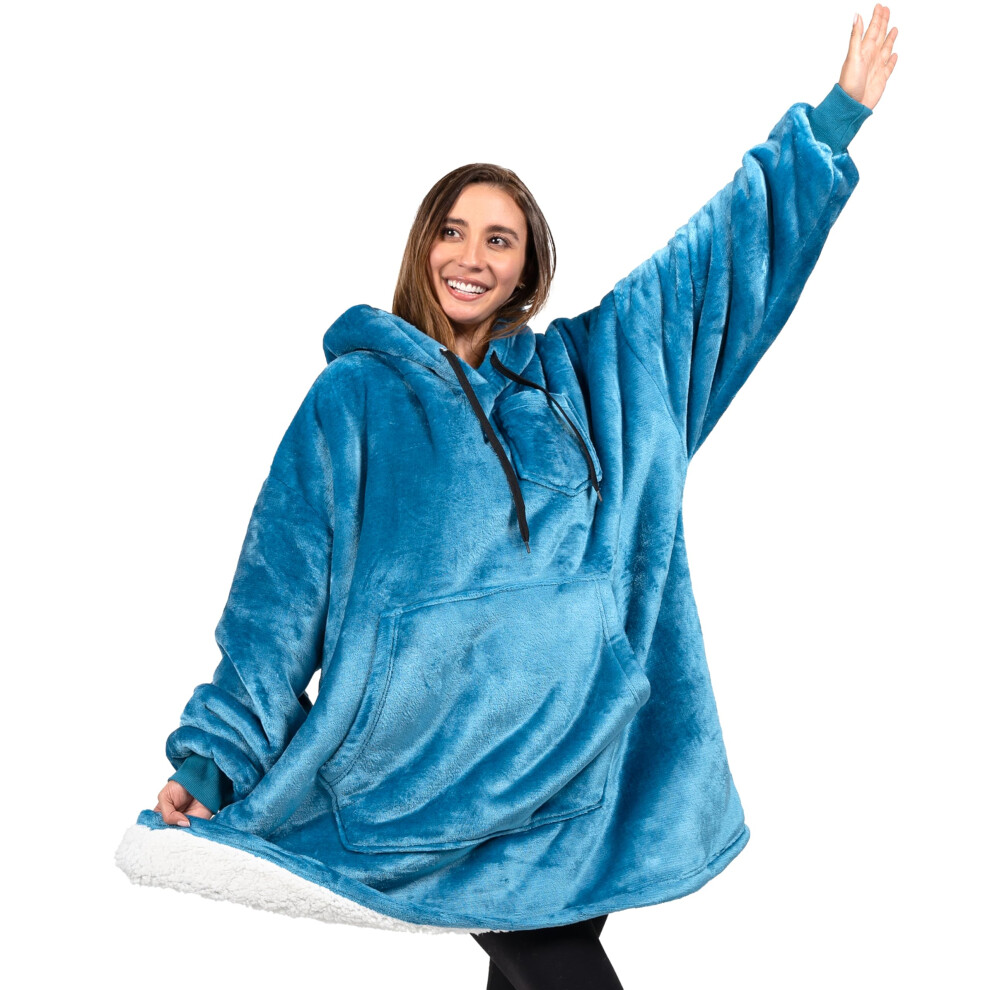 PAVILIA Sweat     capuche couverture pour femme bleu sarcelle Sherpa portable Couverture homme sweat-shirt surdimensionn    confortable Couverture po