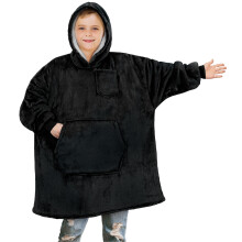 PAVILIA Draagbare Deken Sweatshirt voor Kinderen Zwart, Warme Cozy Gigante Hoodie